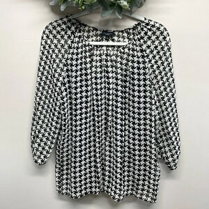 NWT Talbots 100% Silk Houndstooth Blouse with Black Camisole S